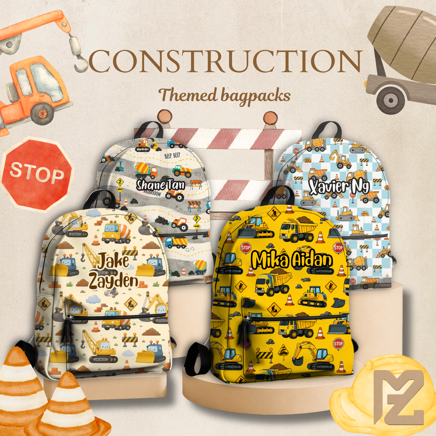 Construction Themed Bagpacks
